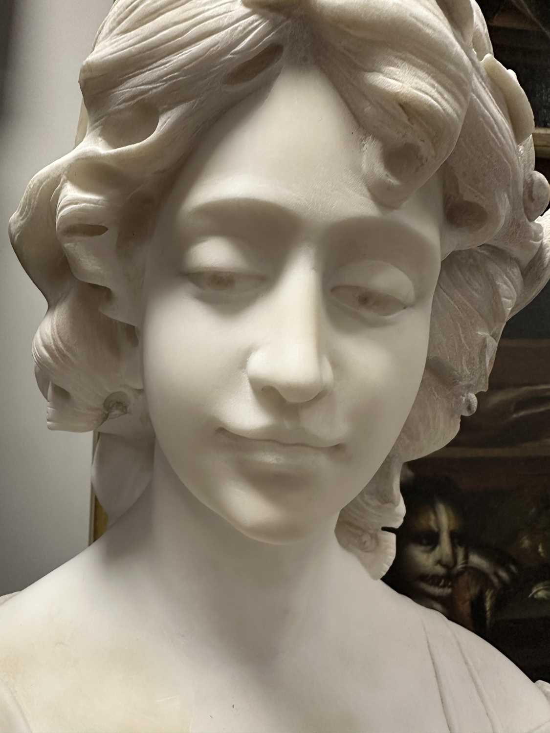 A LATE 19TH CENTURY ALABASTER BUST OF A YOUNG LADY SIGNED G. CAPELLI - Image 7 of 10