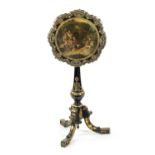 A GOOD 19TH CENTURY PAPIER MACHE ADJUSTABLE MUSIC STAND