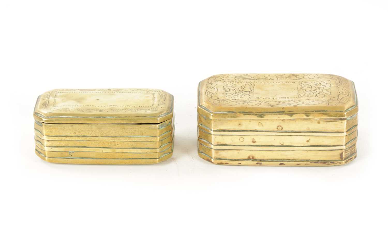 TWO 18TH CENTURY BRASS TOBACCO/SNUFF BOXES