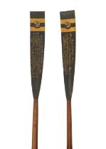 A GOOD PAIR OF PRESENTATIONS OXFORD UNIVERSITY ROWING OARS DATED 1900.