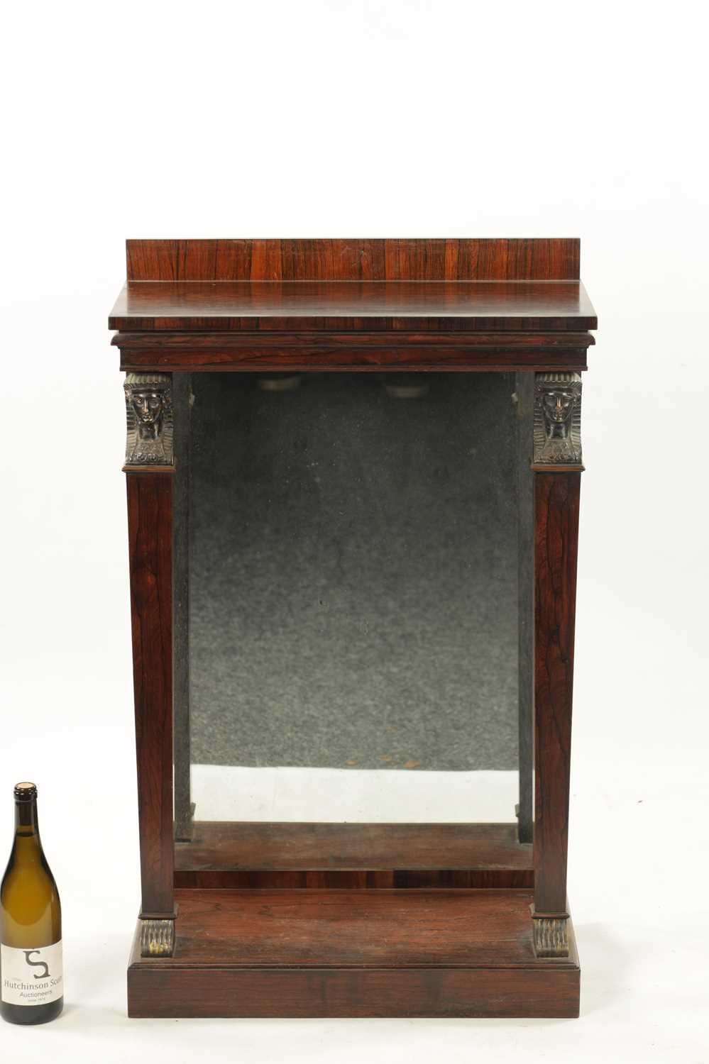 A REGENCY EYPTIAN REVIVAL ROSEWOOD MIRRORED BACK CONSOLE TABLE - Image 3 of 6