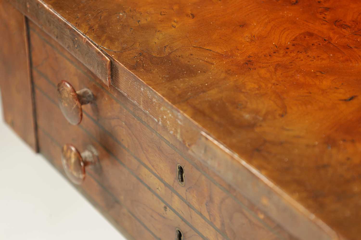 A RARE MATCHED PAIR OF REGENCY BURR ELM WORK TABLES - Image 11 of 11