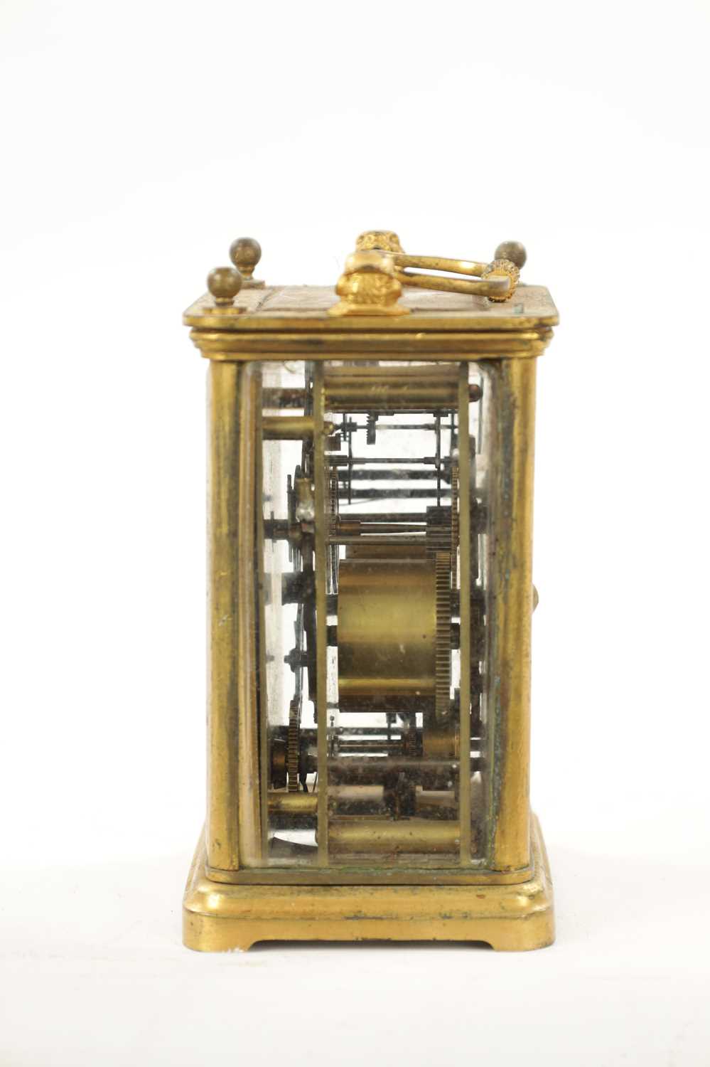 A MID 19TH CENTURY STRIKING CARRIAGE CLOCK WITH CALENDAR - Image 4 of 7