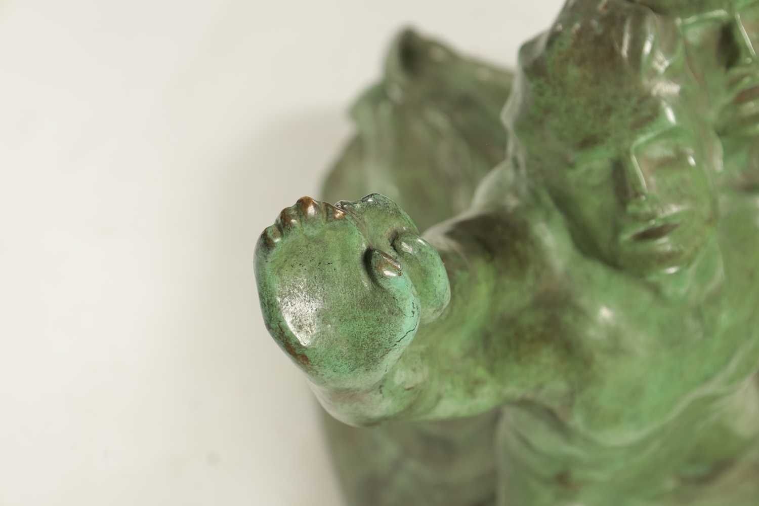 EUGENE CANNEEL (BELGIAN, BORN 1882). AN EARLY 20TH CENTURY PATINATED GREEN BRONZE SCULPTURE - Image 4 of 5