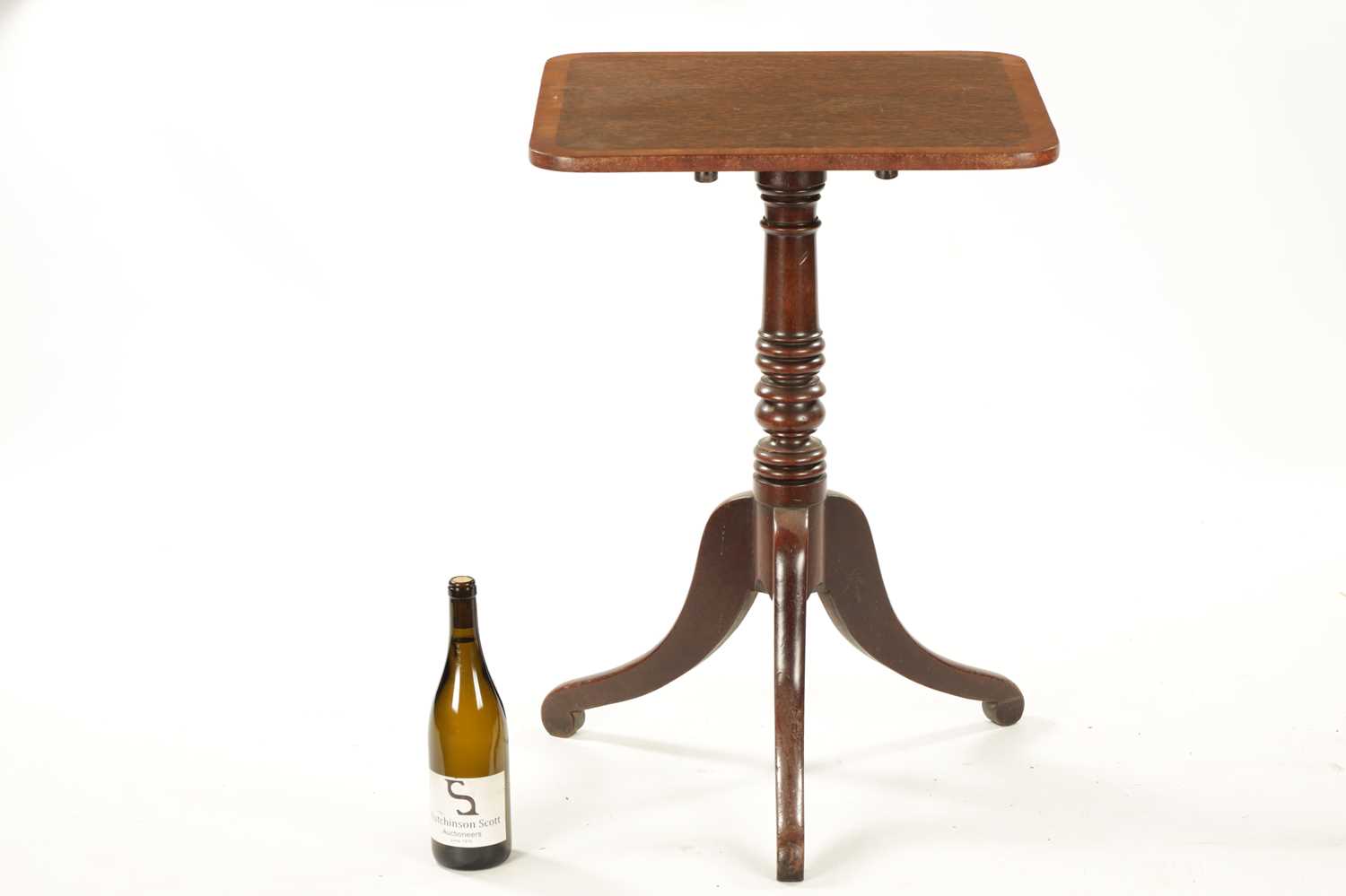 A REGENCY TRIPOD TABLE WITH PALM WOOD TOP AND MAHOGANY BASE - Image 5 of 5
