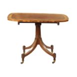 A GOOD GEORGE III FIGURED MAHOGANY SATINWOOD AND ROSEWOOD CROSS-BANDED SUPPER TABLE