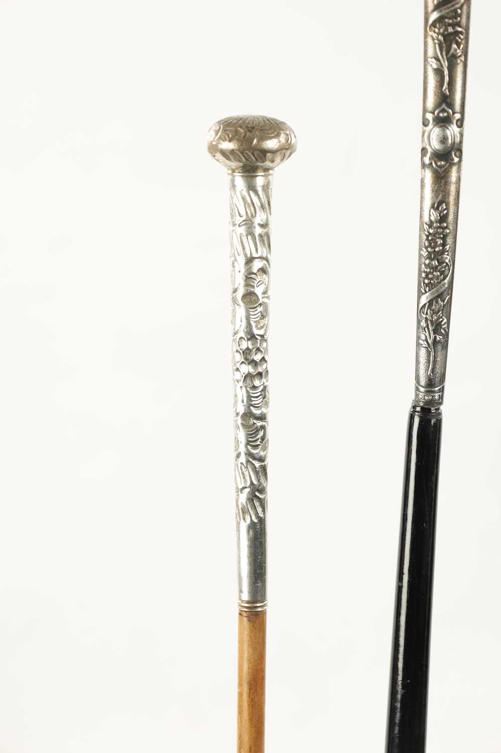 A COLLECTION OF THREE LATE 19TH CENTURY SILVER TOPPED LONG-HANDLED WALKING STICKS - Image 4 of 9