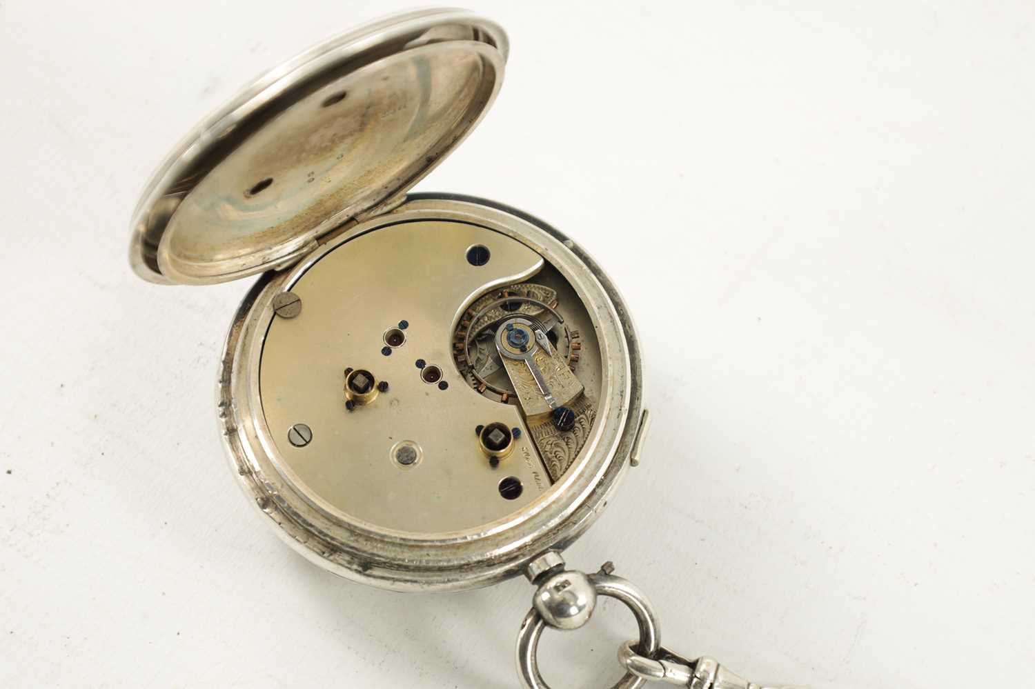 A LARGE LATE 19TH CENTURY DOCTORS SILVER POCKET WATCH - Image 5 of 7