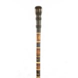 A LATE 19TH CENTURY SEGMENTED HORN AND BONE WALKING STICK