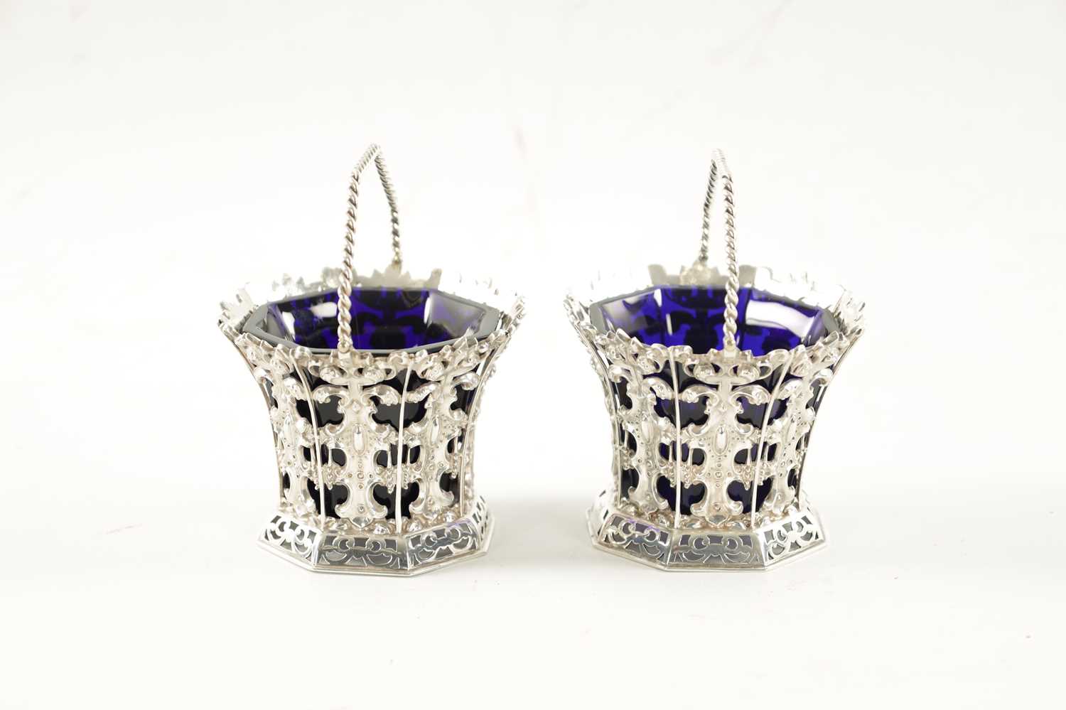 A PAIR OF MID 19TH CENTURY SILVER SWEET BASKETS - Image 4 of 7