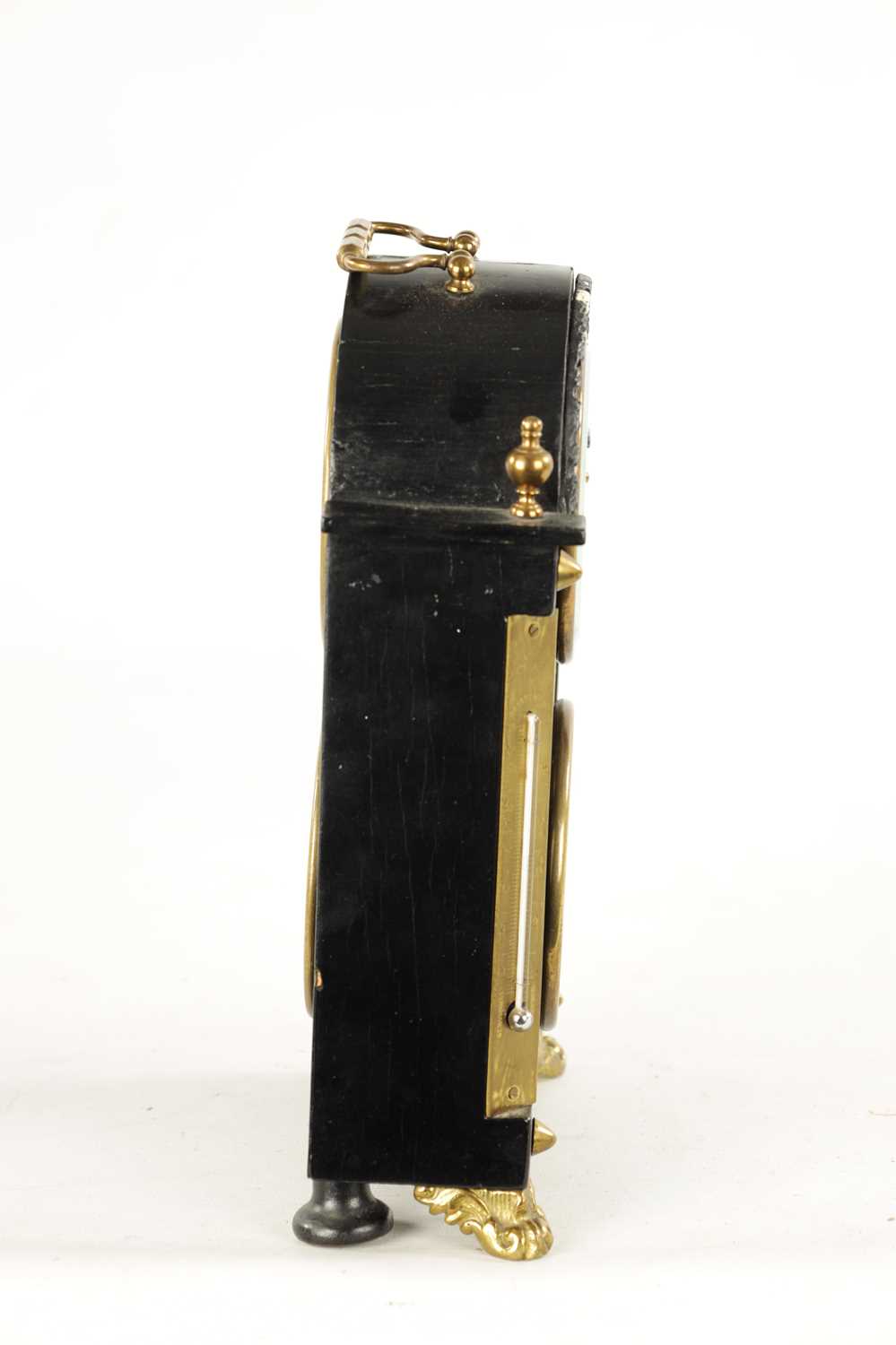 A LATE 19TH CENTURY FRENCH EBONY VENEERED MANTEL CLOCK WITH YEAR CALENDAR - Image 9 of 9