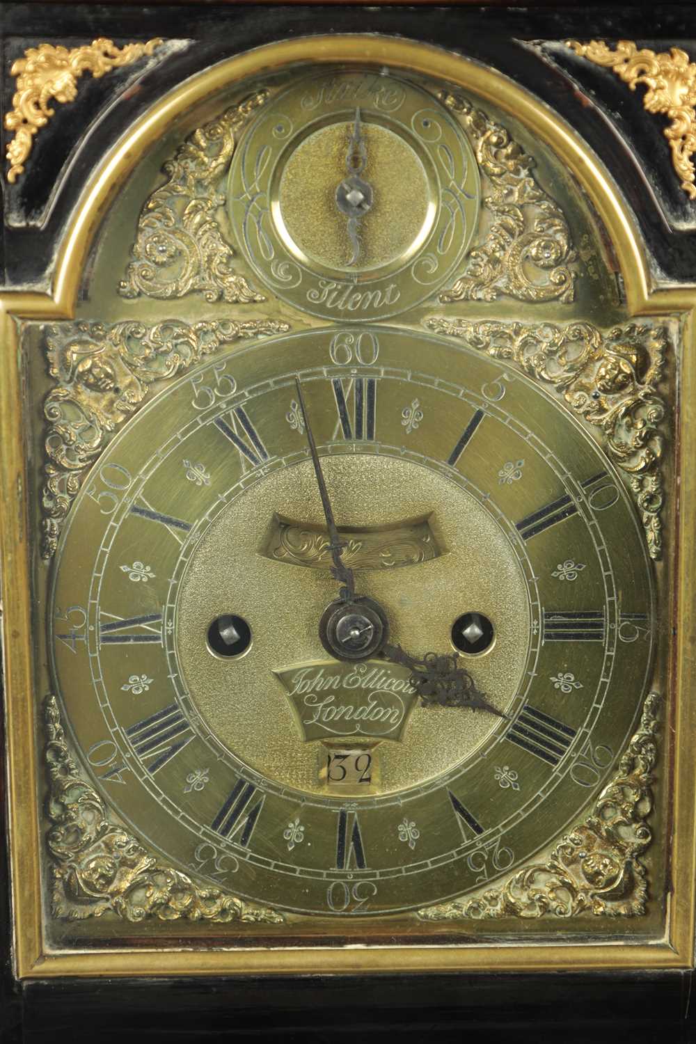 JOHN ELLICOTT, LONDON. A GEORGE II PULL QUARTER REPEATING VERGE BRACKET CLOCK - Image 3 of 10