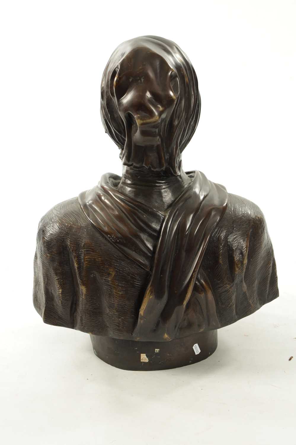 A LIFE SIZE PATINATED BRONZE BUST OF TURK - Image 4 of 5