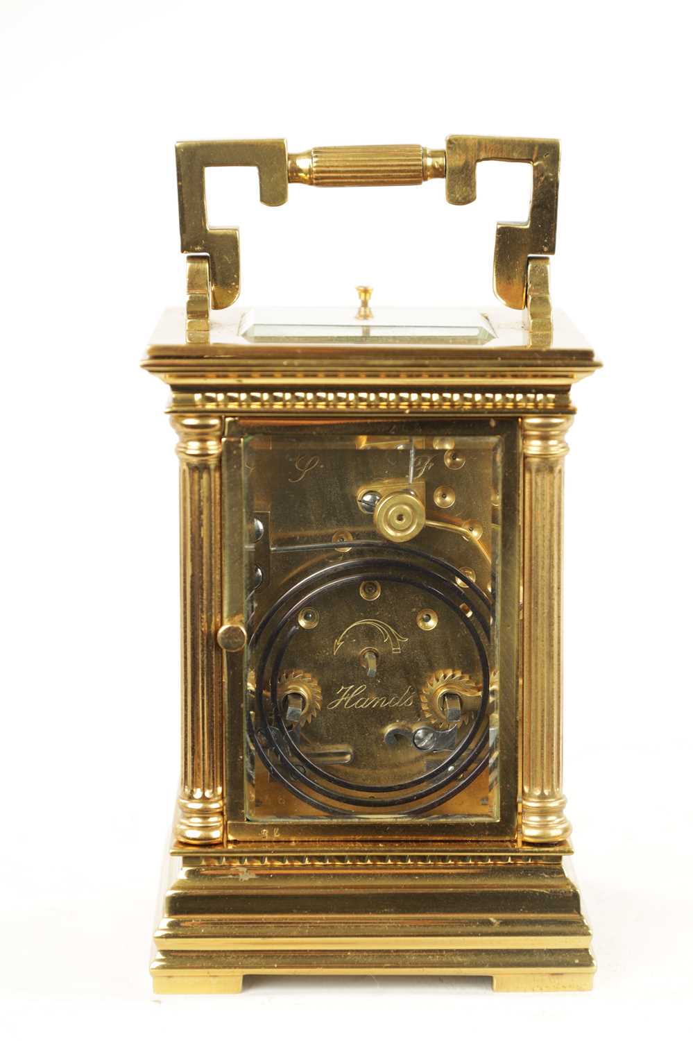 A LATE 19TH CENTURY FRENCH BRASS REPEATING CARRIAGE CLOCK - Image 5 of 9