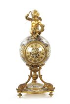 A LATE 19TH CENTURY FRENCH ORMOLU CHAMPLEVE ENAMEL MANTEL CLOCK
