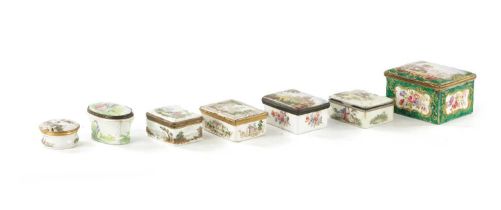 A COLLECTION OF SEVEN ENAMEL LIDDED BOXES