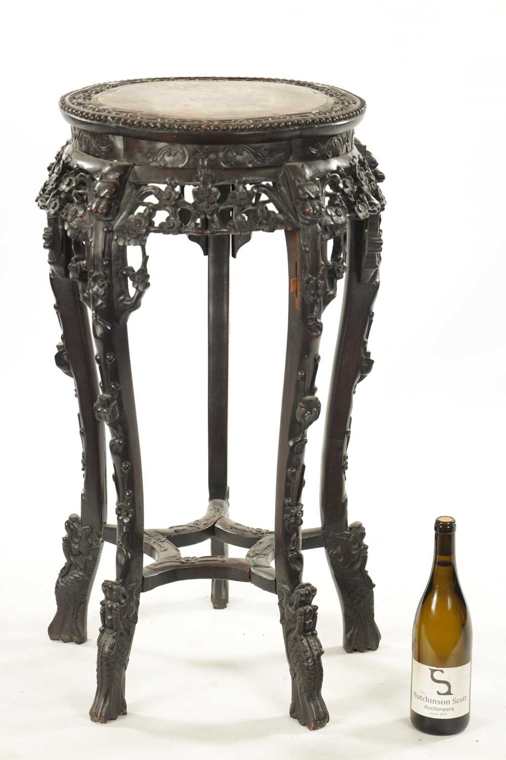 A 19TH CENTURY CHINESE CARVED HARDWOOD JARDINIERE STAND - Image 3 of 8
