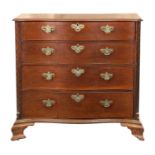 A LARGE GEORGE III CHIPPENDALE PERIOD MAHOGANY COUNTRY HOUSE SERPENTINE CHEST OF DRAWERS
