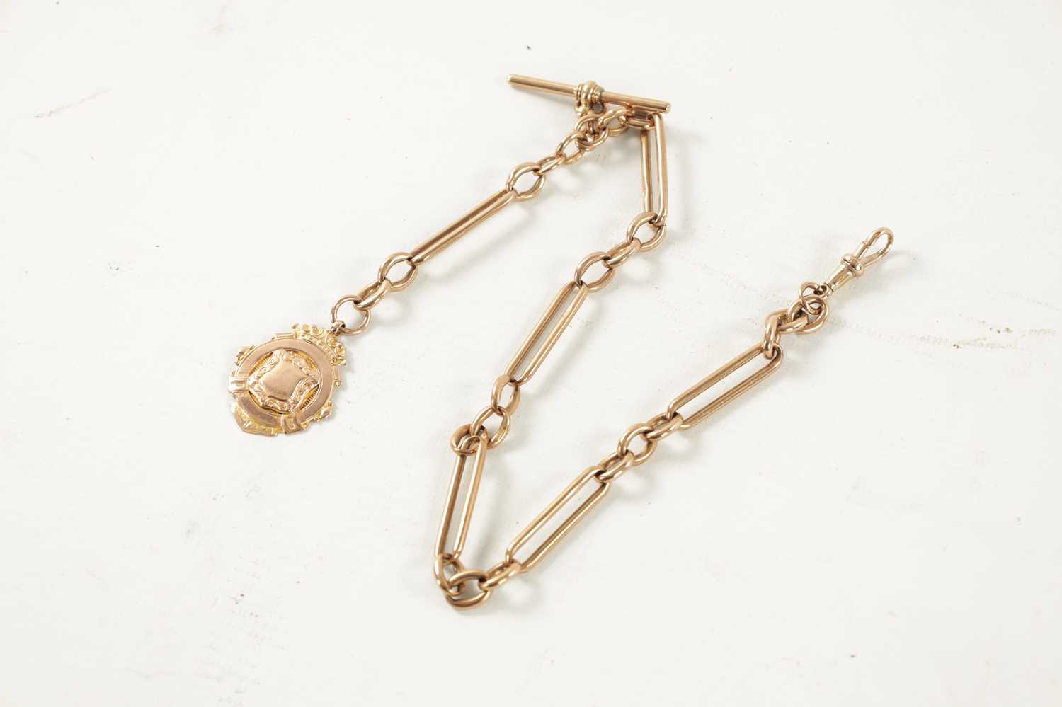A 9CT ROSE GOLD TROMBONE LINK DOUBLE ALBERT WATCH CHAIN - Image 3 of 4