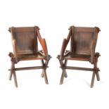 A PAIR OF LATE 18TH CENTURY PITCH PINE GLASTONBURY CHAIRS