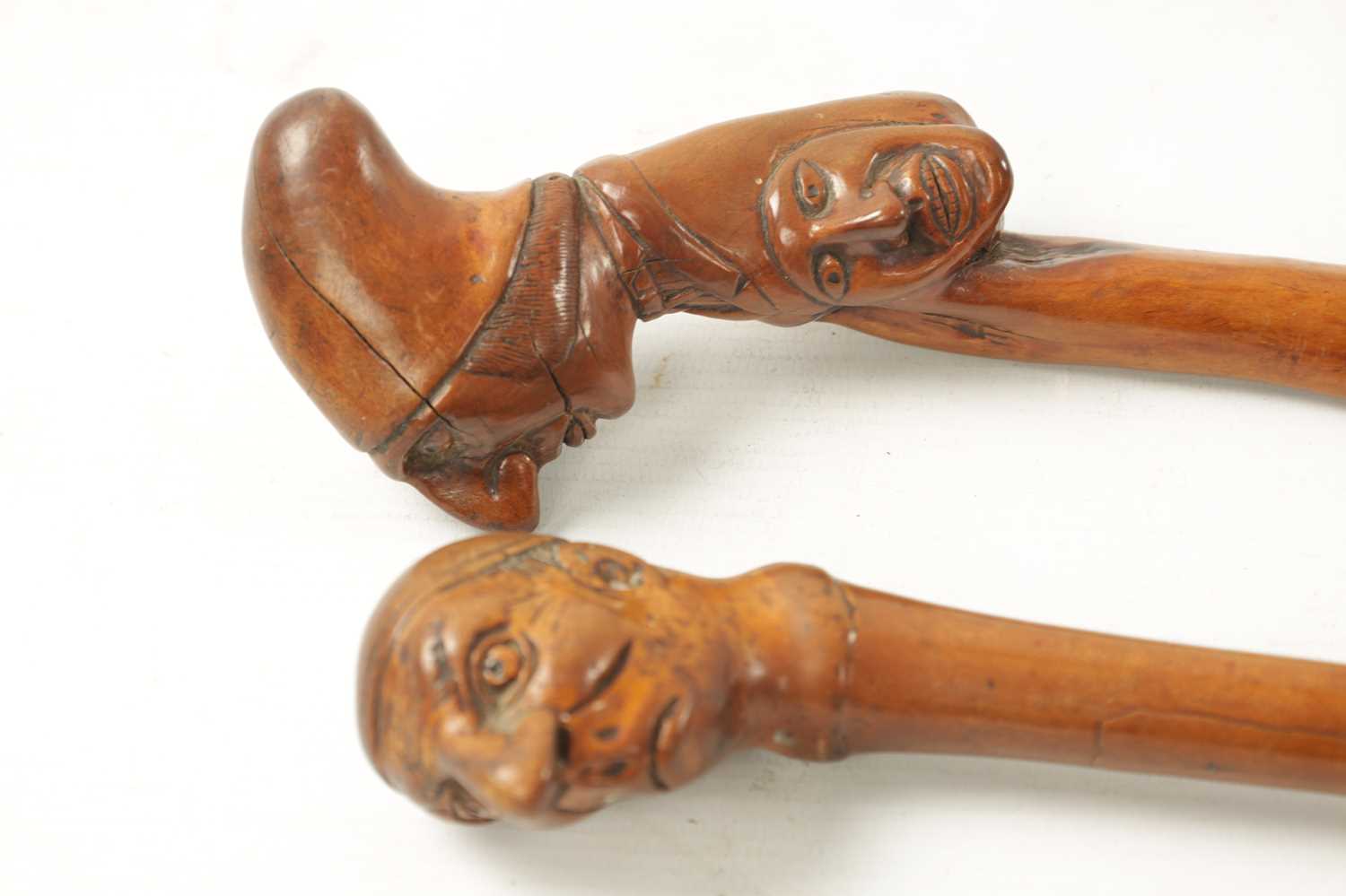 TWO LATE 19TH CENTURY FOLK ART CARVED WALKING CANES - Image 3 of 7