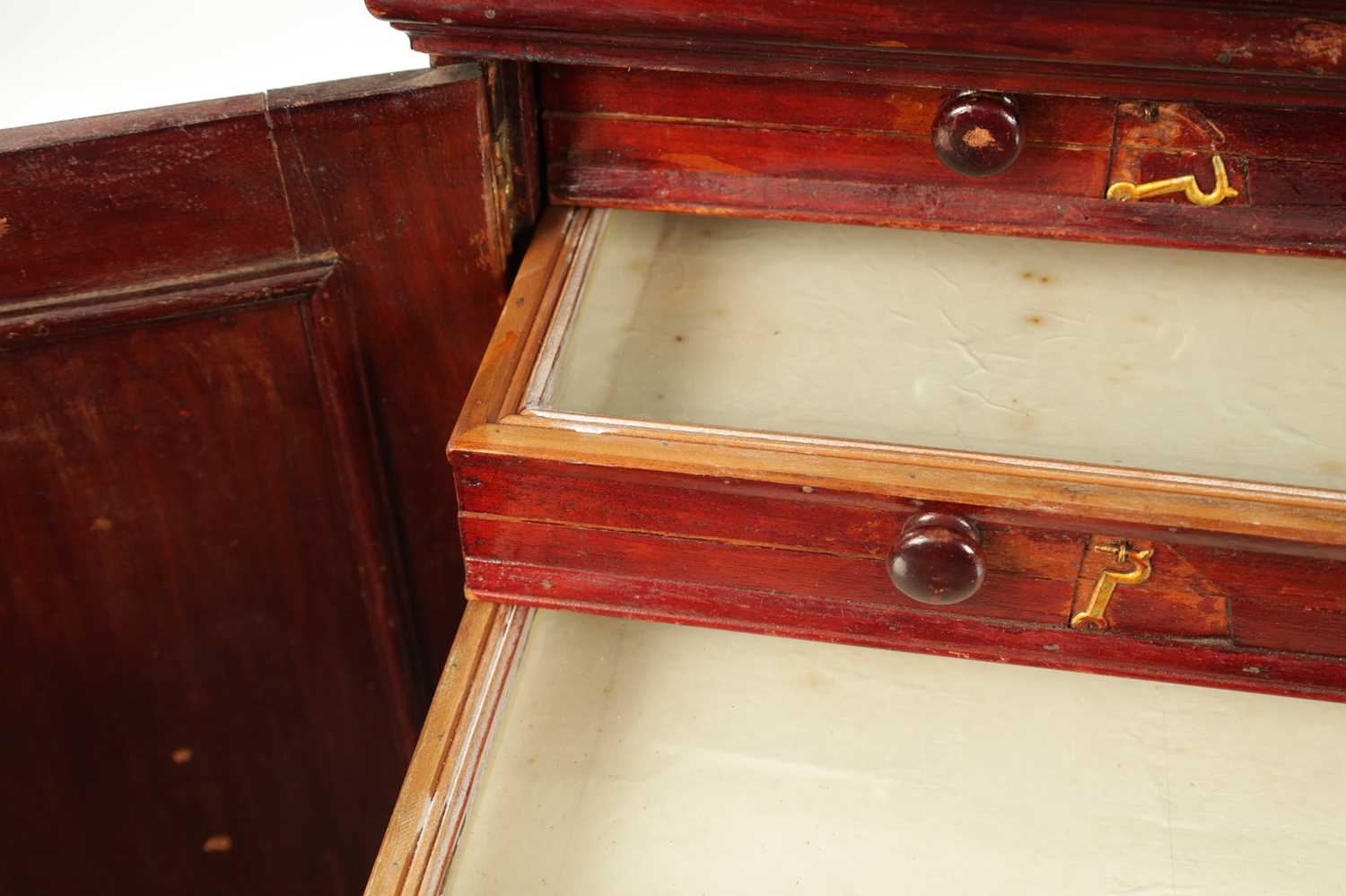 A LATE 19TH CENTURY SCUMBLED PINE COLLECTORS CABINET - Image 7 of 8