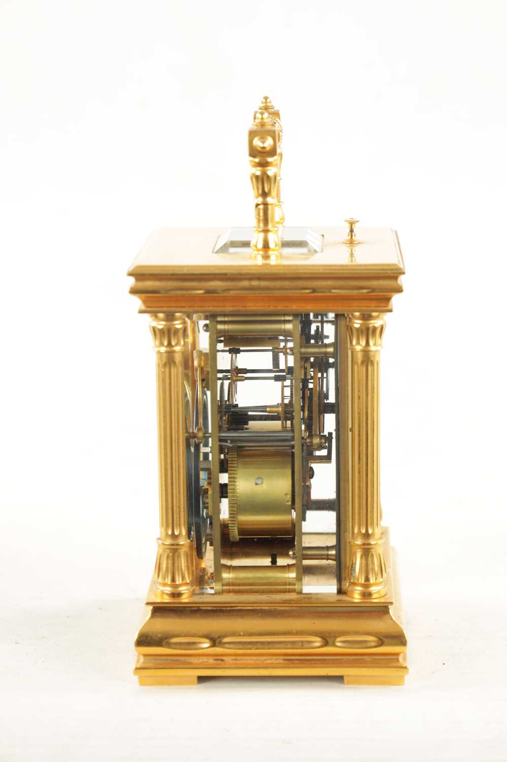 A LATE 19TH CENTURY FRENCH GILT CASED REPEATING CARRIAGE CLOCK - Image 12 of 12