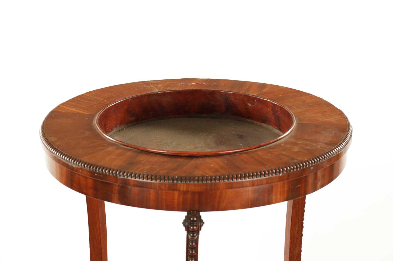 A REGENCY TWO TIER MAHOGANY JARDINIERE STAND WITH BEADED DECORATION - Image 2 of 6
