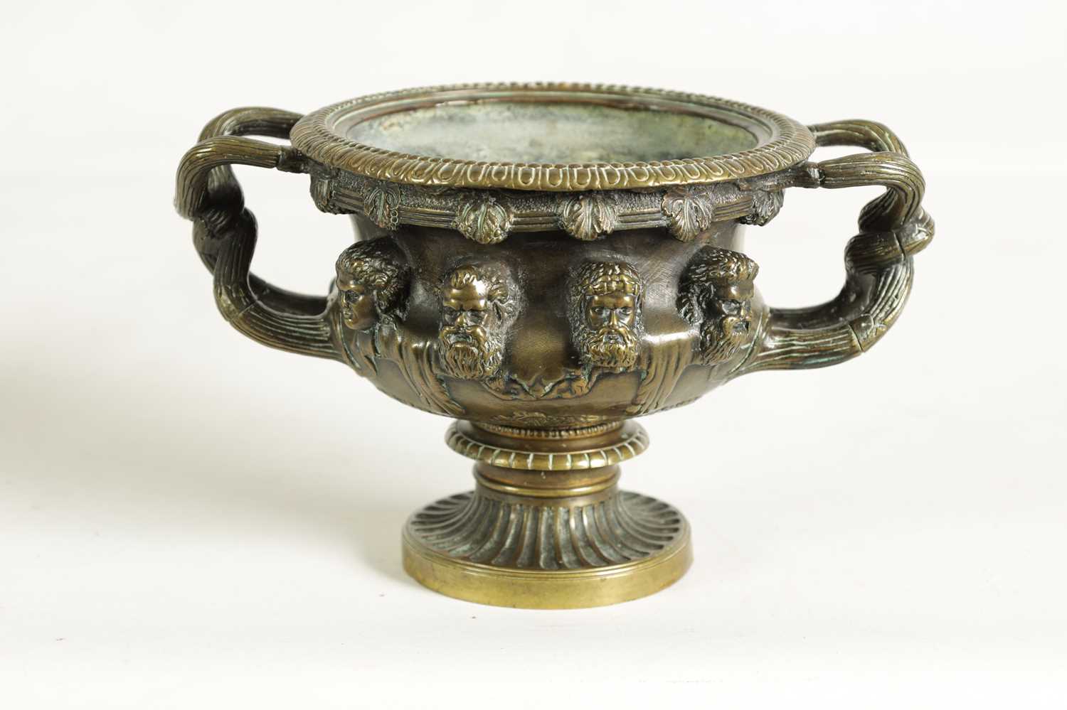 A 19TH-CENTURY CAST BRONZE PEDESTAL BOWL MODELLED ON THE WARWICK VASE - Image 5 of 9