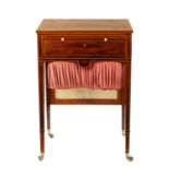 A FINE REGENCY BOXWOOD STRUNG FIGURED ROSEWOOD WORK TABLE