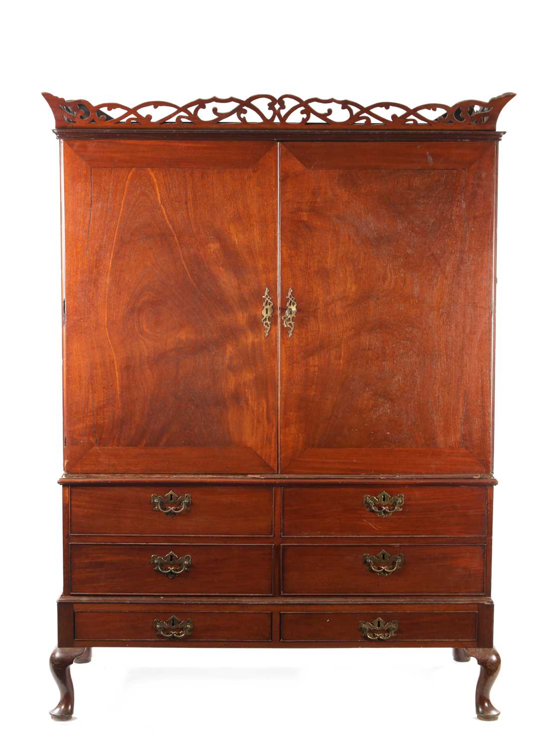 AN UNUSUAL GEORGE II MAHOGANY PRESS CUPBOARD