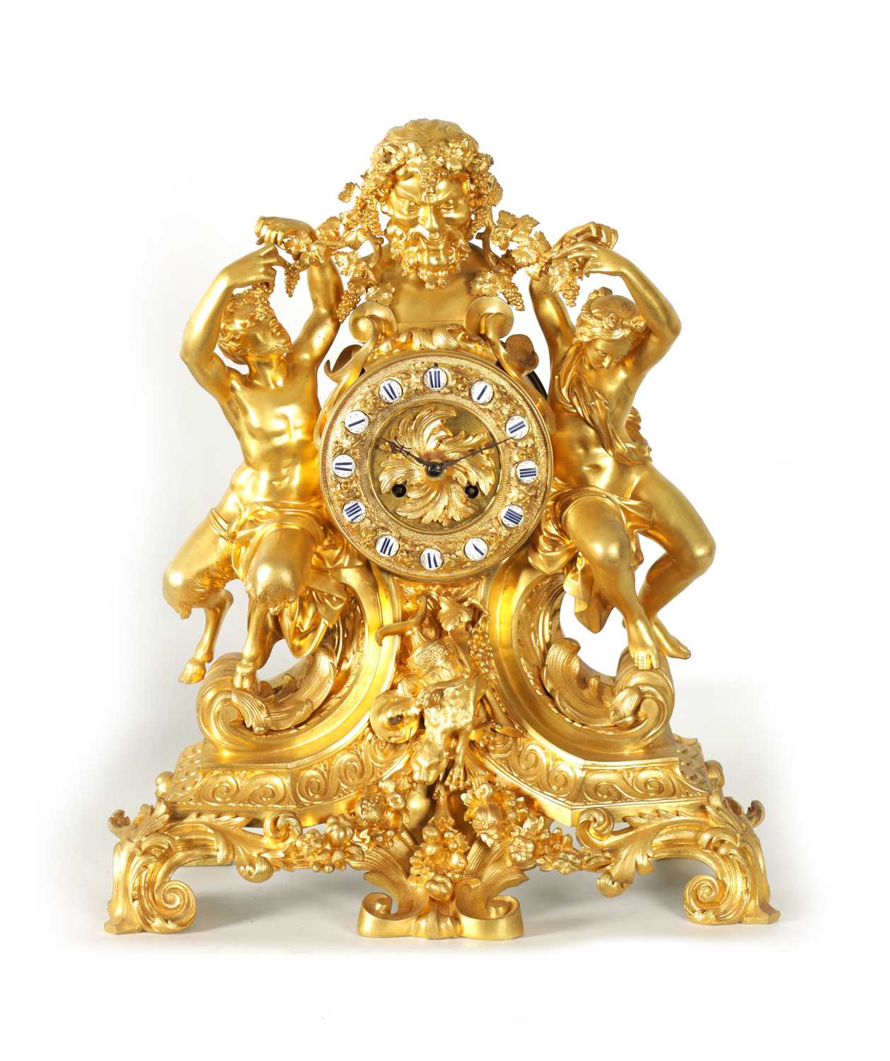 A FINE QUALITY MID 19TH CENTURY FRENCH ORMOLU FIGURAL MANTEL CLOCK