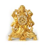 A FINE QUALITY MID 19TH CENTURY FRENCH ORMOLU FIGURAL MANTEL CLOCK