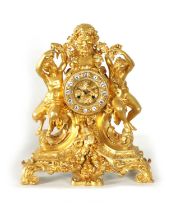 A FINE QUALITY MID 19TH CENTURY FRENCH ORMOLU FIGURAL MANTEL CLOCK