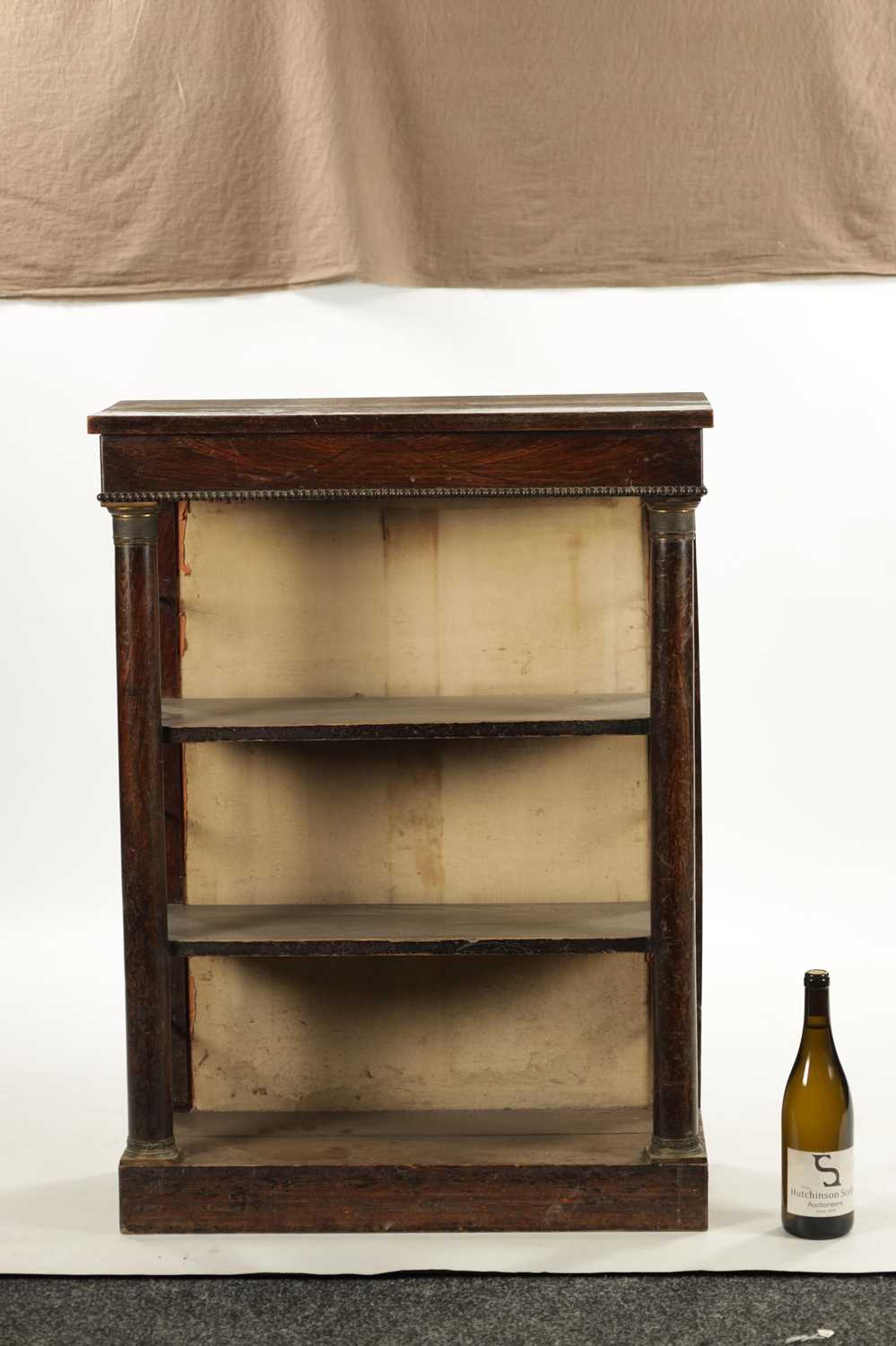 A SMALL REGENCY EMPIRE SIMULATED ROSEWOOD OPEN BOOKCASE - Image 2 of 6