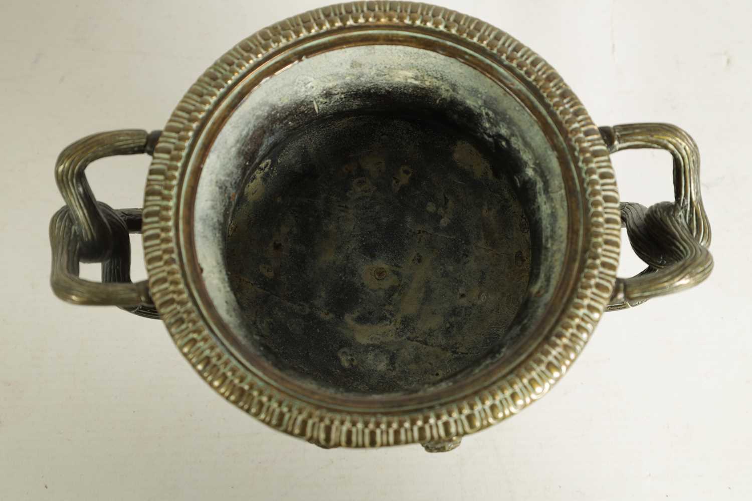 A 19TH-CENTURY CAST BRONZE PEDESTAL BOWL MODELLED ON THE WARWICK VASE - Image 8 of 9