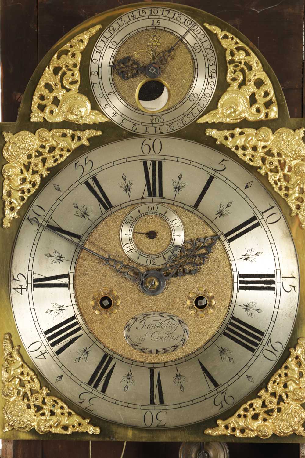 JAMES WOLLEY (WOOLLEY), CODNOR. AN EARLY 18TH CENTURY EIGHT DAY LONGCASE CLOCK WITH MOONPHASE - Image 4 of 14