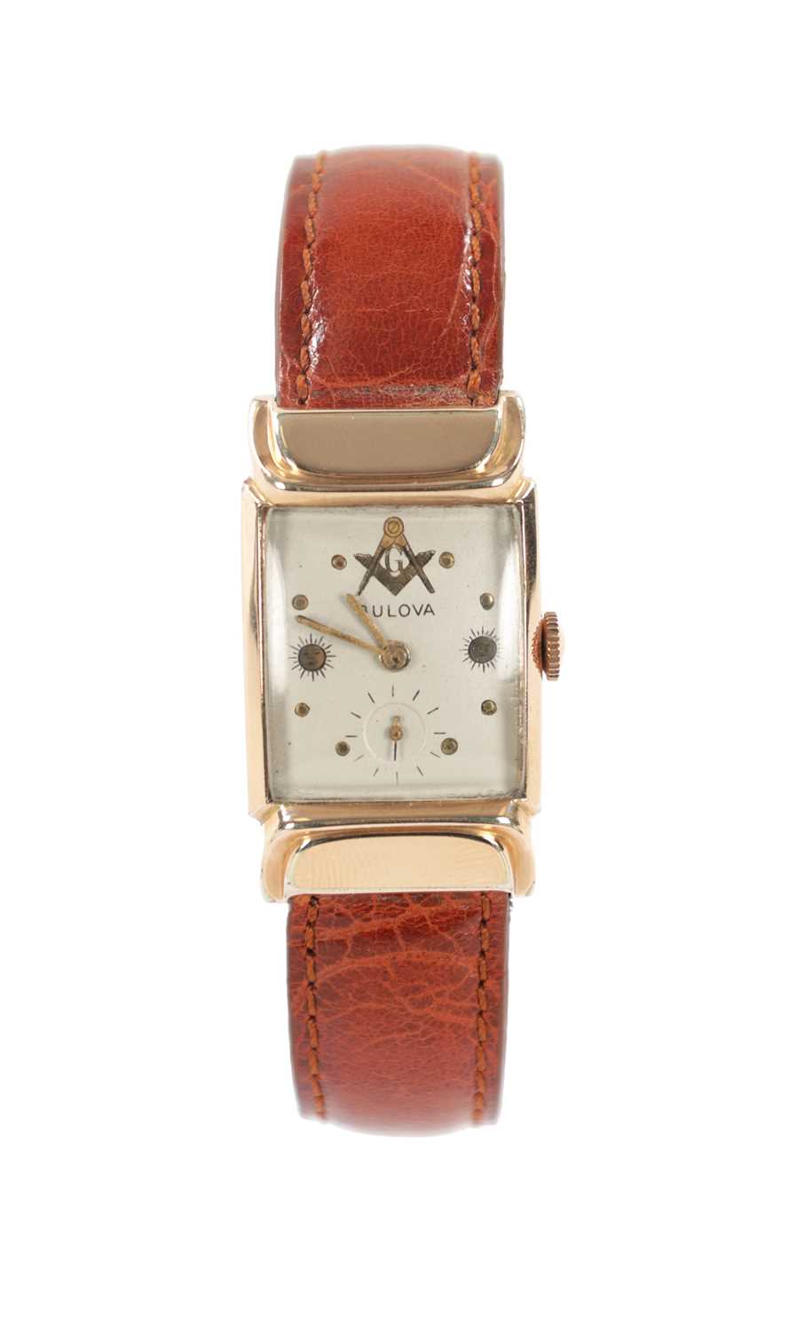 A 1940’S ROLLED GOLD BULOVA MASONIC WRISTWATCH