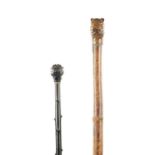 TWO 19TH CENTURY CARVED DOG WALKING CANES