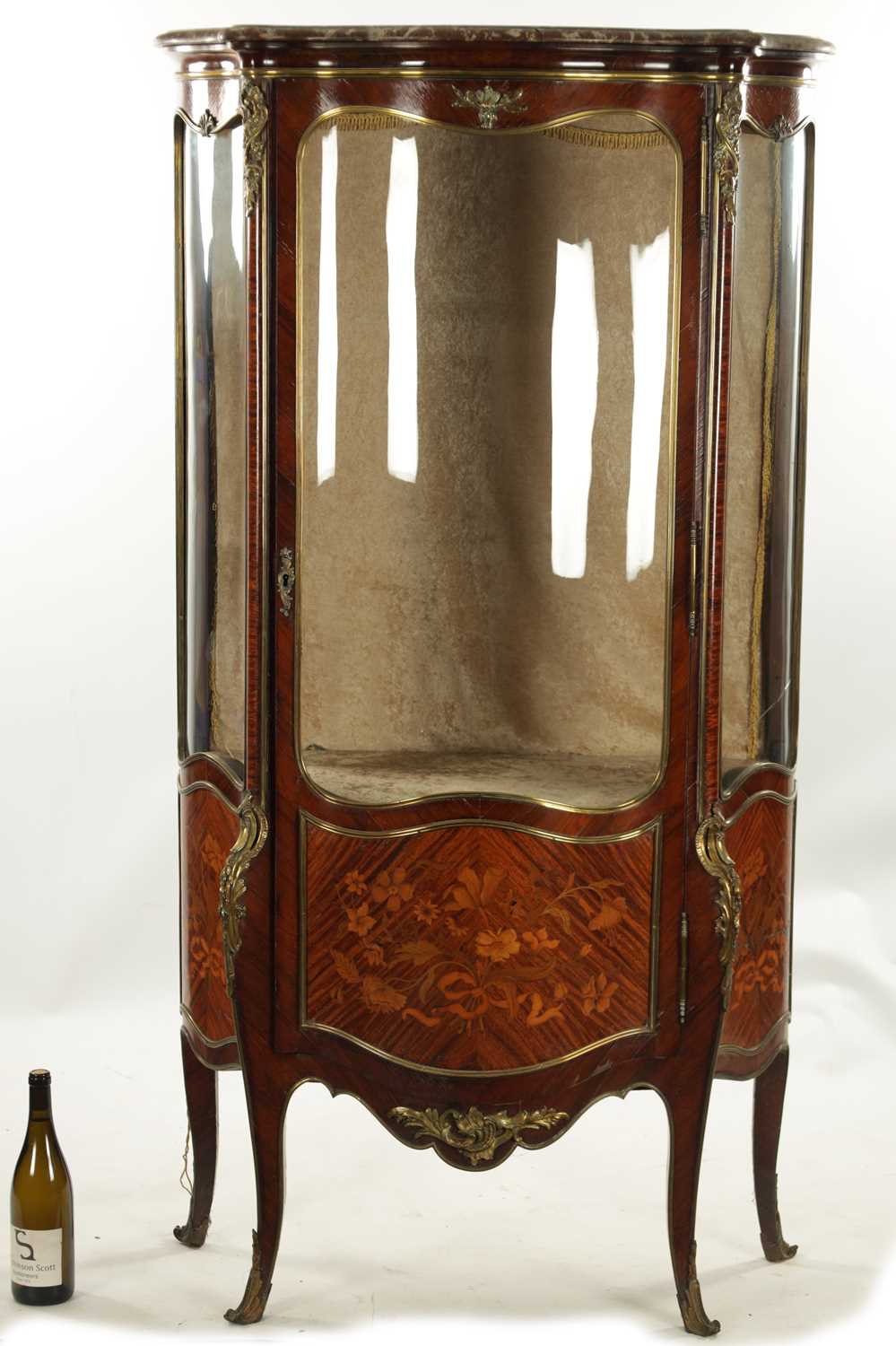 A 19TH CENTURY MARQUETRY INLAID ROSEWOOD RENE MARTIN DISPLAY CABINET / VITRENE - Image 9 of 9