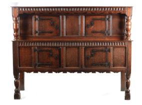 A RARE 17TH CENTURY JOINED OAK CARVED COURT CUPBOARD/BUFFET