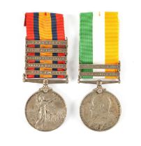 QUEENS SOUTH AFRICA MEDAL 1899-1902 WITH FIVE CLASPS, AND A BOER WAR MEDAL