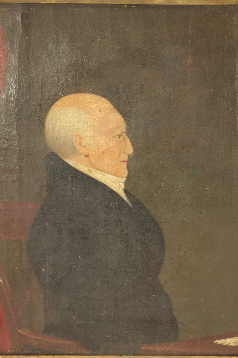 A PAIR OF 19TH CENTURY OIL ON CANVAS HALF LENGTH PORTRAITS - Image 3 of 6