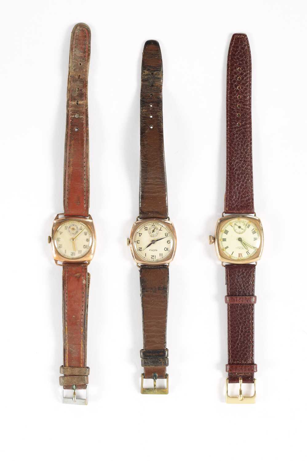 A COLLECTION OF THREE 1930’S 9CT GOLD CUSHION CASED WRISTWATCHES - Image 2 of 7