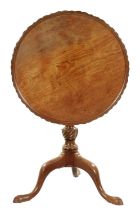 A FINE 18TH CENTURY CIRCULAR WAVY EDGED MAHOGANY TILT-TOP TRIPOD TABLE