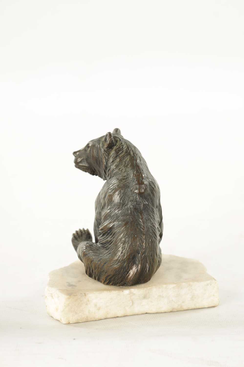 A 19TH CENTURY FILLED BRONZE BEAR ON MARBLE BASE POSSIBLY RUSSIAN - Image 4 of 4