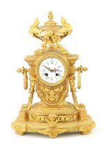 A 19TH CENTURY FRENCH ORMOLU MANTEL CLOCK