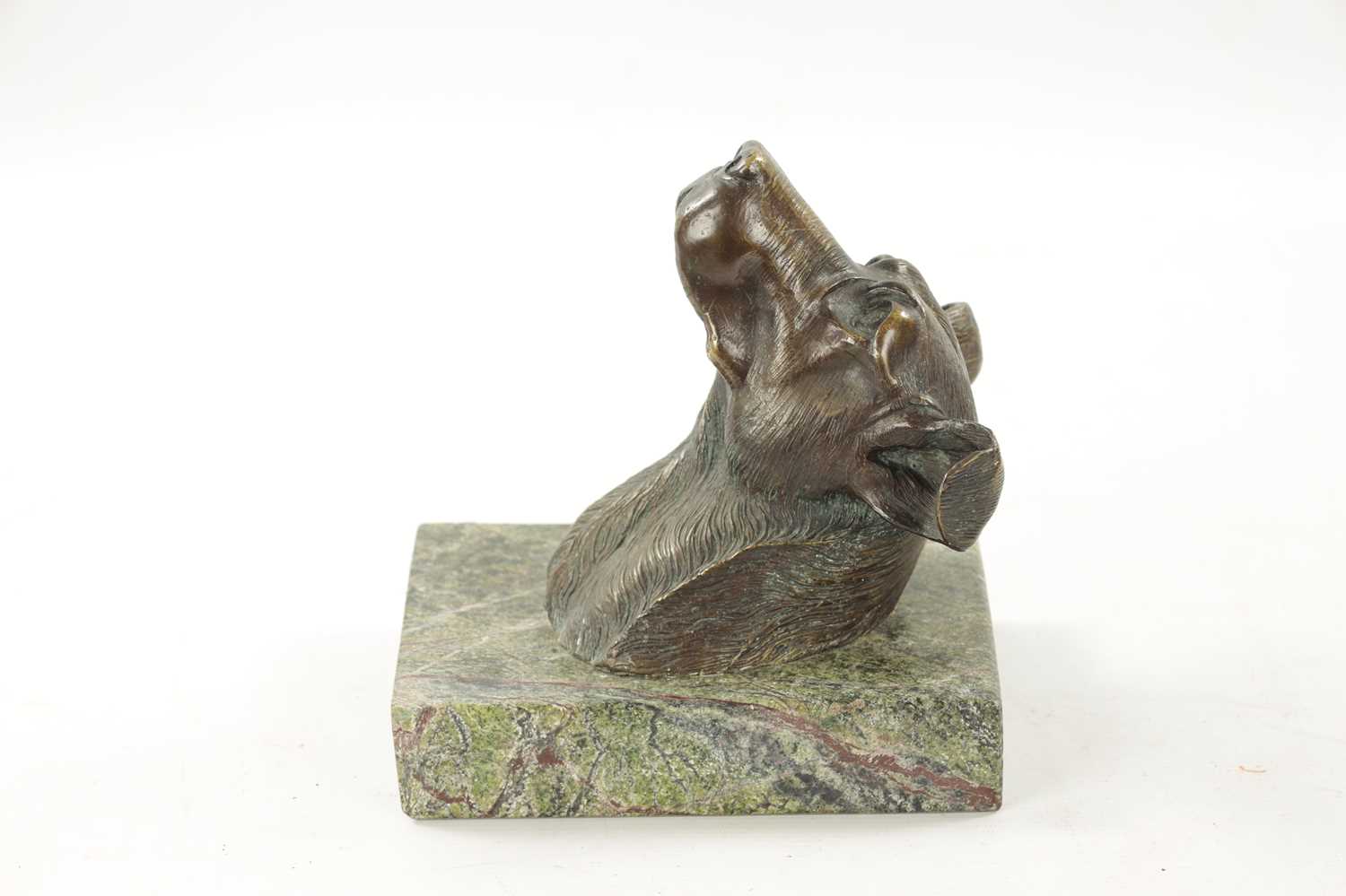 A 20TH CENTURY BRONZE SCULPTURE OF A DOG'S HEAD - Image 4 of 5