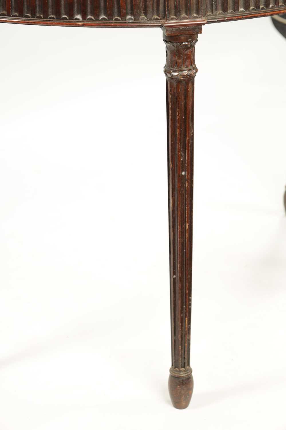 A GEORGE III MAHOGANY DEMI LUNE CARD TABLE IN THE MANNER OF ROBERT ADAM - Image 5 of 9