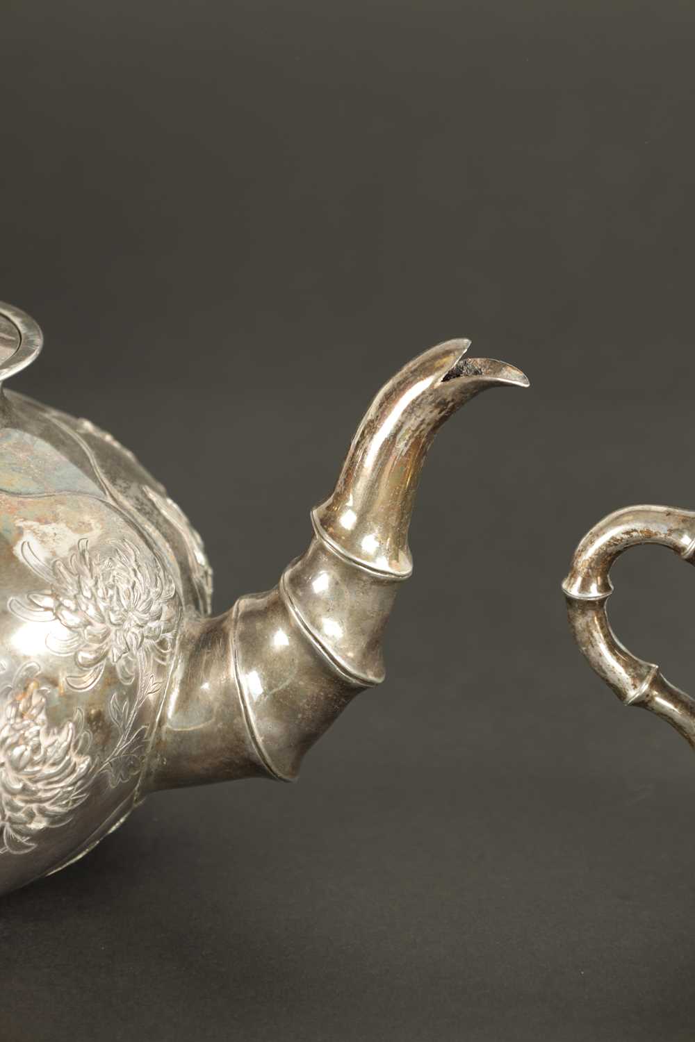 A LATE 19TH CENTURY CHINESE SILVER THREE-PIECE TEA SET - Image 6 of 9